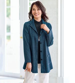 BELLUNA（ベルーナ）の「《これだけで「ちゃんとしてる」が叶う》デニム調プリントアンサンブル（その他ジャケット）」｜インディゴ&times;黒