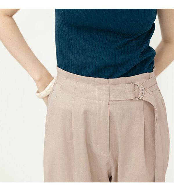 GeeRA（ジーラ）の「リネンライクベルト付ワイドパンツ（ワイドパンツ・ガウチョ）」｜詳細画像