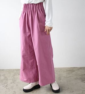 GeeRA（ジーラ）の「タックデザインストレートワイドパンツ（フルレングスパンツ）」｜ピンク