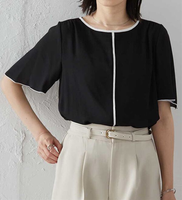 RANAN（ラナン）の「ひんやり！配色ディテールインナー付ブラウス（ブラウス）」｜詳細画像