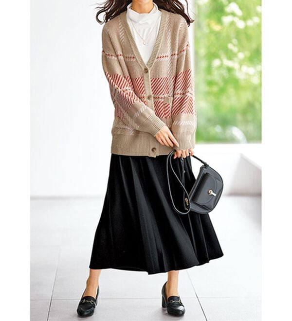 BELLUNA（ベルーナ）の「ウール調チェック柄タックデザインスカート（ロングスカート）」｜詳細画像