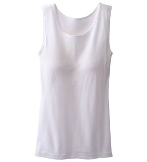 「【医師オススメ】ＵＶカット綿１００％カップ付タンクトップ＜カラフルコットン＞（肌着・インナーウェア）」｜オフホワイト