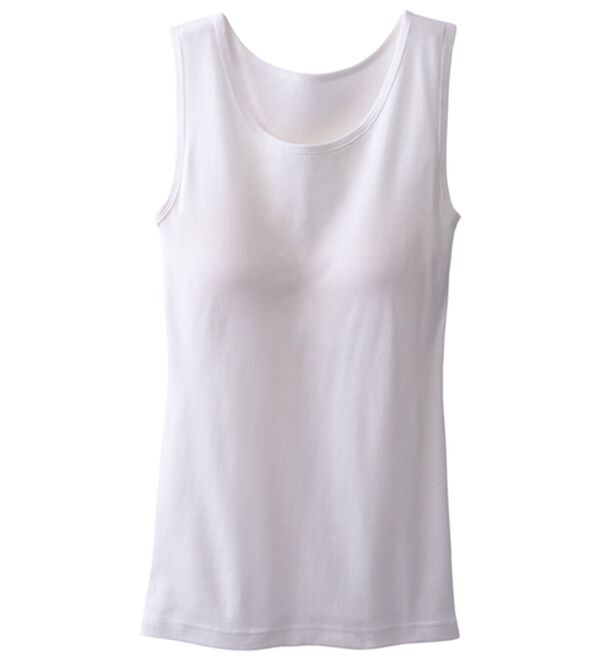 「【医師オススメ】ＵＶカット綿１００％カップ付タンクトップ＜カラフルコットン＞（肌着・インナーウェア）」｜オフホワイト