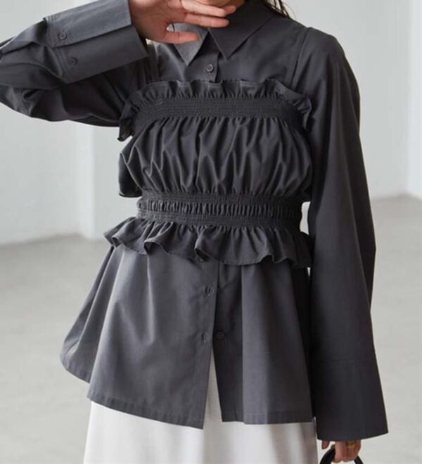 RANAN（ラナン）の「ビスチェ&times;レギュラーカラーシャツ（シャツ）」｜詳細画像