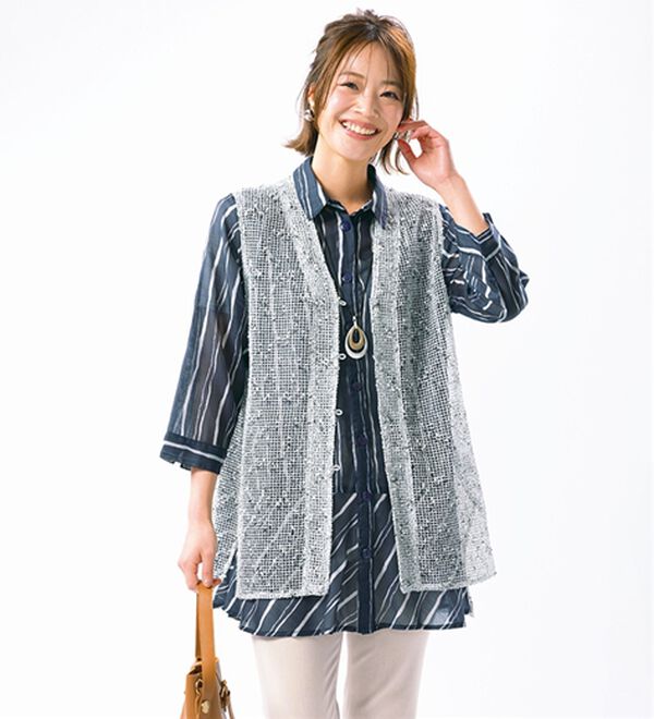 ルフラン（ルフラン）の「上品ブラウス&times;ニットベスト（アンサンブル）」｜詳細画像