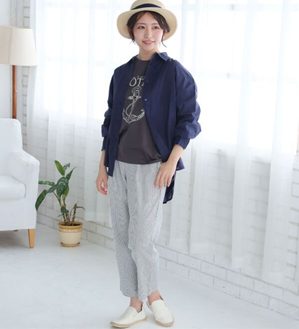 A HAPPY MARILYN（アハッピーマリリン）の「【Ｌ～６Ｌ】綿１００％ゆったりシルエットシャツ【風通るクラシック】（シャツ）」｜詳細画像