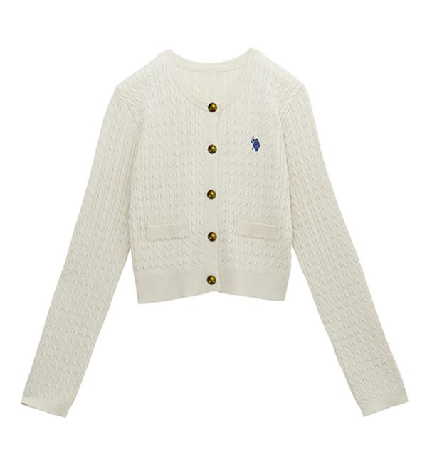 RANAN（ラナン）の「＜Ｕ．Ｓ．Ｐ＞ゴールド調ボタン刺繍ケーブルカーディガン（ニット・セーター）」｜詳細画像