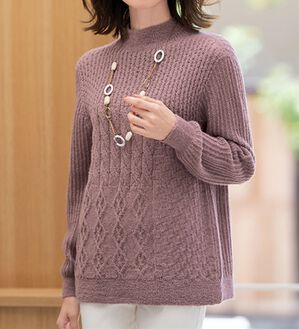 ルフラン（ルフラン）の「日本製ベビーアルパカ１００％編地セーター（ニット・セーター）」｜ローズ