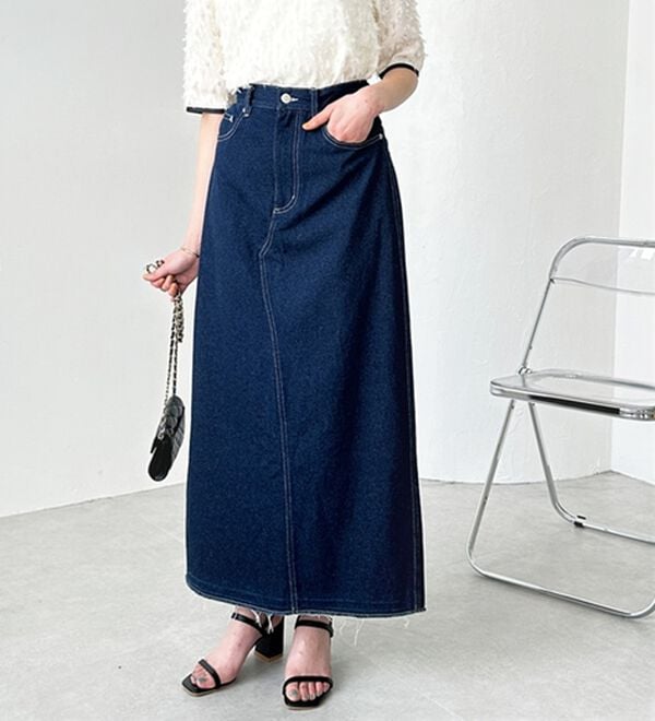 GeeRA（ジーラ）の「バックスリットデニムロングスカート（ロングスカート）」｜詳細画像