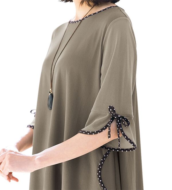 ルフラン（ルフラン）の「【２色組】袖チュールネット切替チュニック＜ドットリア＞（チュニック）」｜詳細画像