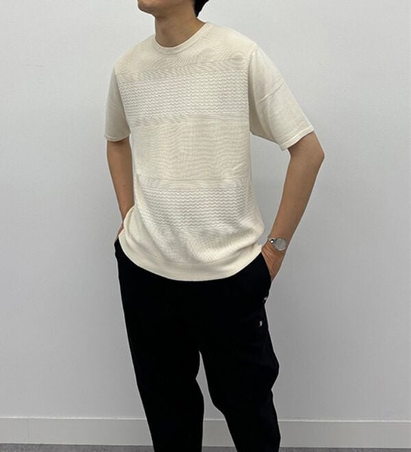 「＜コムルヴァン・オム＞涼感バンブーニットＴシャツ（メンズＴシャツ）」｜詳細画像