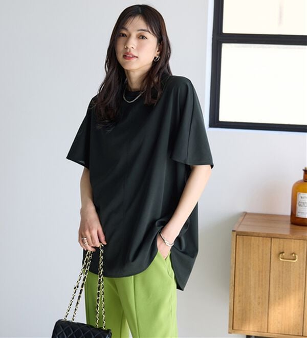 BELLUNA（ベルーナ）の「Ｔシャツ感覚なのにきちんとブラウス見え！カットジョーゼット半袖プルオーバー（カットソー）」｜詳細画像