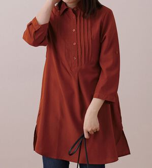 BELLUNA（ベルーナ）の「麻調素材ピンタックデザインチュニック（チュニック）」｜詳細画像