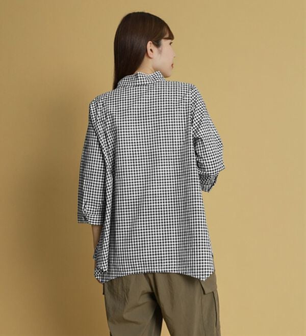 BELLUNA（ベルーナ）の「綿１００％スラブ素材スタンド衿切替ブラウス（ブラウス）」｜詳細画像