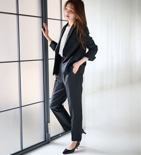 RANAN（ラナン）の「【選べる衿】洗える！春夏ロングシーズン着用可能ベーシック２点ライトスーツ（パンツスーツ）」｜詳細画像