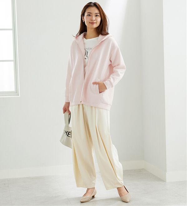 BELLUNA（ベルーナ）の「【快適Ｌａｂ．】とろみ素材裾タックパーカー（パーカー）」｜詳細画像