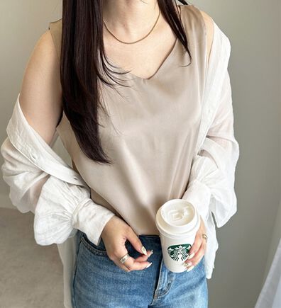 GeeRA（ジーラ）の「前後２ｗａｙヴィンテージサテンノースリーブ（タンクトップ・キャミソール）」