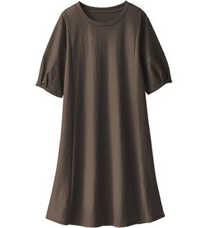 BELLUNA（ベルーナ）の「涼感！切替デザインロングワンピース（チュニック）」｜チャコール