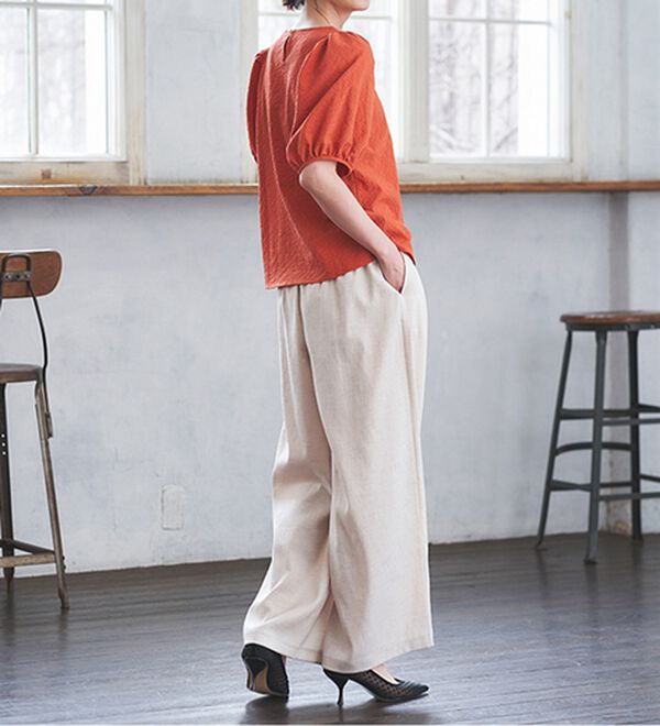 RANAN（ラナン）の「ひんやり！サッカー素材袖ボリュームブラウス（ブラウス）」｜詳細画像