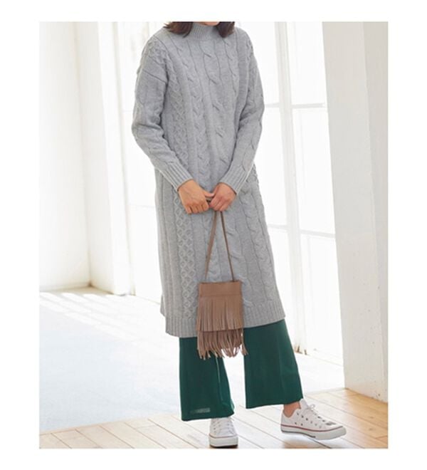 BELLUNA（ベルーナ）の「ケーブル柄ロング丈ニットワンピース（ニットワンピース）」｜詳細画像