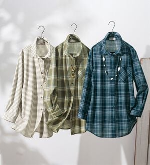 ルフラン（ルフラン）の「【３色組】爽＊シアーチェックシャツ（シャツ）」｜3色組