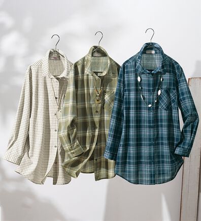 ルフラン（ルフラン）の「【３色組】爽＊シアーチェックシャツ（シャツ）」