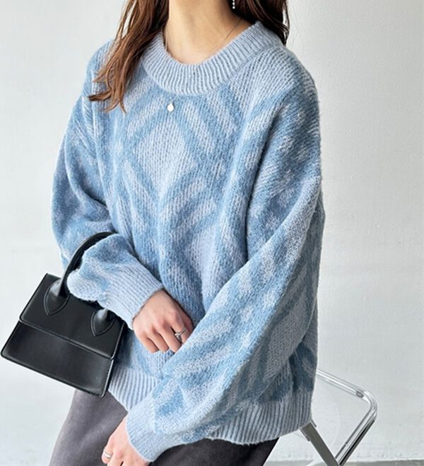 GeeRA（ジーラ）の「モヘアライクチェック柄ニットプルオーバー（ニット・セーター）」｜詳細画像