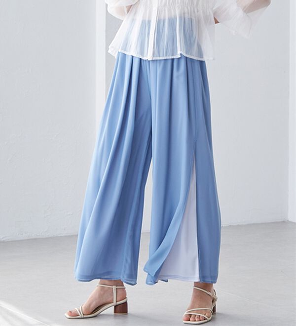 RANAN（ラナン）の「ひんやり！サイドスリットシフォンパンツ（フルレングスパンツ）」｜詳細画像