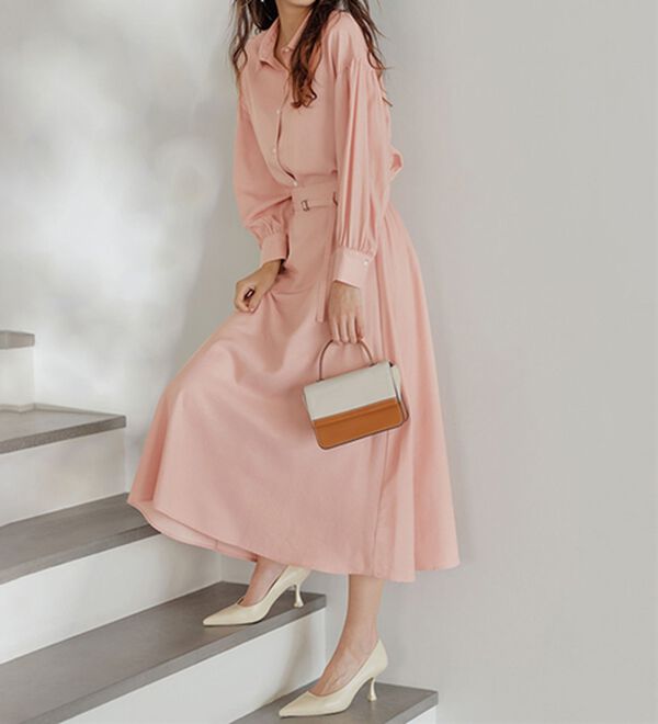 RANAN（ラナン）の「カラーシャンブレーセットアップ（セットアップ）」｜コーラル