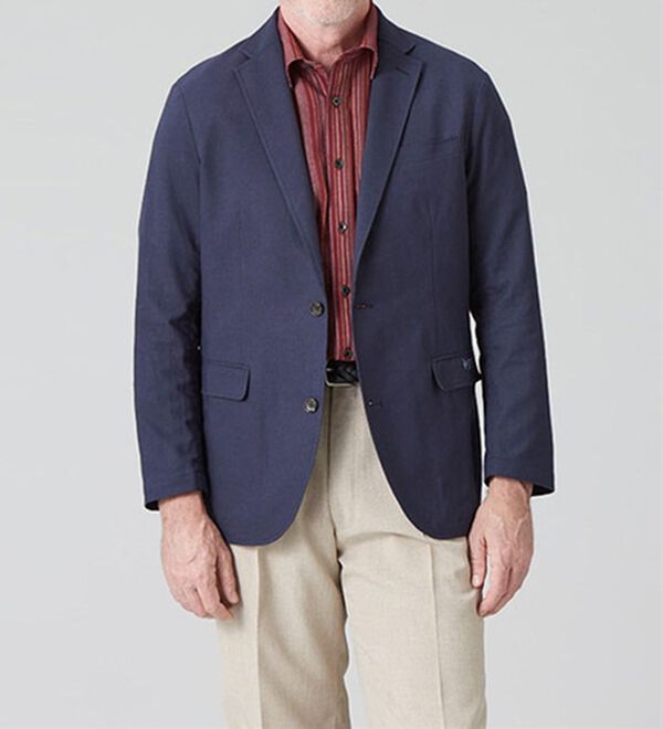 「＜ダンロップ・リファインド＞綿麻テーラードジャケット（メンズジャケット）」｜ネイビー