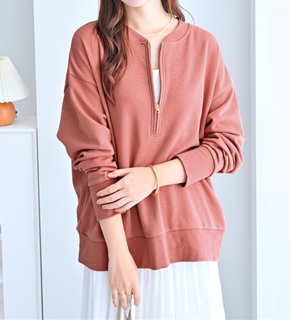 Viola e Viola（ヴィオラ エ ヴィオラ）の「抜け感！ハーフジップ大人スウェット（トレーナー・スウェット）」｜詳細画像