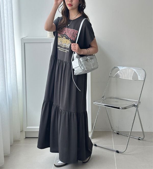 GeeRA（ジーラ）の「ピグメント風ティアードプリントＴシャツワンピース（カットソーワンピース）」｜詳細画像