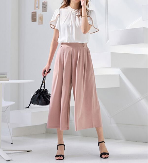 alotta（アロッタ）の「【４つの機能付】ひんやりドレープパンツ（ワイドパンツ・ガウチョ）」｜詳細画像