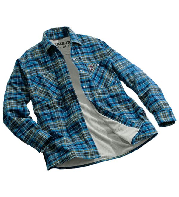 「（ダンロップ・リファインド）裏地に技あり！快適フランネルシャツジャケット（メンズジャケット）」｜ブルー系