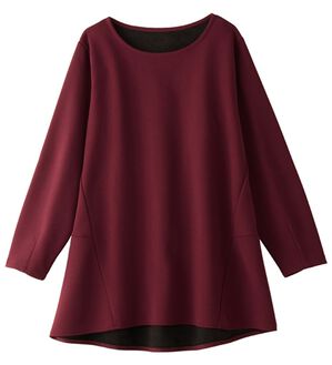 alotta（アロッタ）の「大人上品Ａラインシルエット裏起毛ブラウスチュニック（チュニック）」｜ボルドー