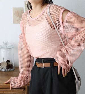 GeeRA（ジーラ）の「メッシュ素材２ＷＡＹプルオーバー（カットソー）」｜ピンク