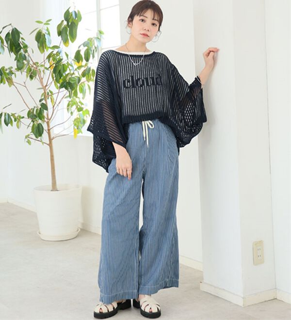 A HAPPY MARILYN（アハッピーマリリン）の「【Ｍ～８Ｌ】楽して叶う！イージーデニムワイドパンツ（ワイドパンツ・ガウチョ）」｜詳細画像