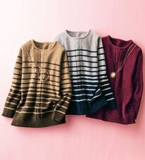 ルフラン（ルフラン）の「【３色組】ケーブル編ボーダーセーター＜モレンダ＞（ニット・セーター）」