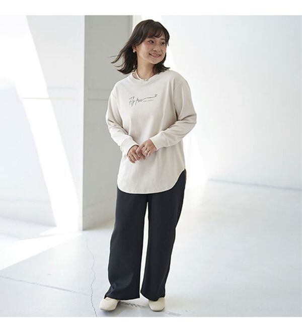 BELLUNA（ベルーナ）の「キレイ見えウエストデザインワイドストレートパンツ（ワイドパンツ・ガウチョ）」｜詳細画像