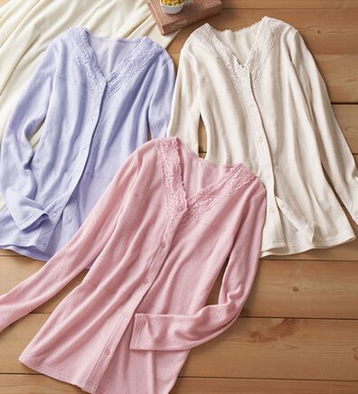 「【３色組】綿１００％レース前開きインナー（肌着・インナーウェア）」