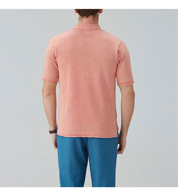 「＜イネド＞ヴィンテージ加工のニットポロ（メンズポロシャツ）」｜詳細画像