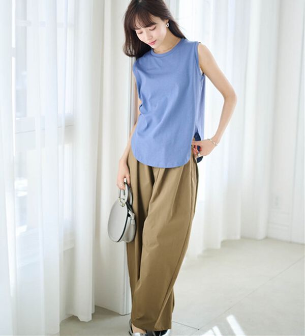 RANAN（ラナン）の「ひんやり！＜BC＞綿100％タンクトップ【選べる着丈】（カットソー）」｜詳細画像