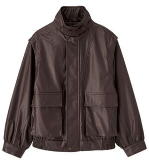 RANAN（ラナン）の「フェイクレザーデタッチャブルオーバーサイズブルゾン（ブルゾン）」｜ブラウン