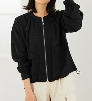 BELLUNA（ベルーナ）の「とろみ素材ポケットデザインブルゾン（ブルゾン）」｜黒