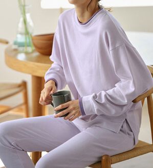 YU'NOW（ユナウ）の「【２点セット】レイヤード風プルオーバーセット（パジャマ・ルームウェア）」｜詳細画像