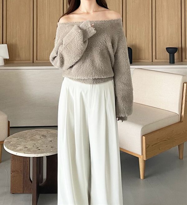 GeeRA（ジーラ）の「【YOUING.】オフショルフェザーヤーンニット（ニット・セーター）」｜詳細画像