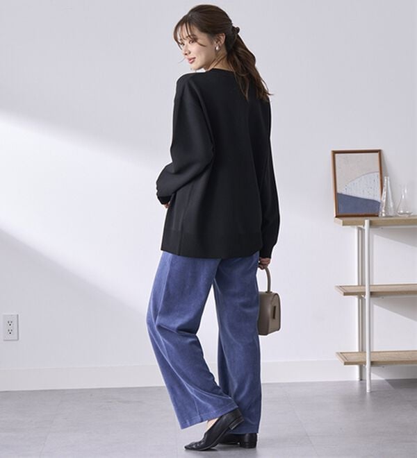 BELLUNA（ベルーナ）の「綺麗見えベロアワイドパンツ（フルレングスパンツ）」｜詳細画像