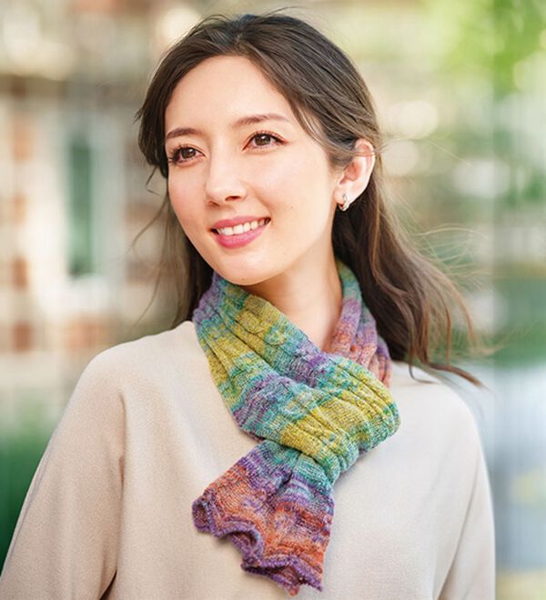 BELLUNA（ベルーナ）の「ウール入りグラデーションミニマフラー（ストール・スカーフ・マフラー）」｜イエロー