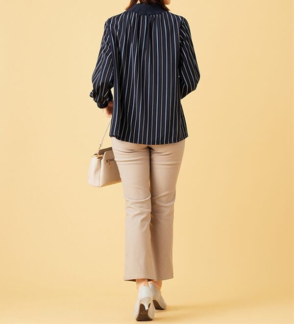 BELLUNA（ベルーナ）の「衿＆袖ニット使い美人顔ブラウス（ブラウス）」｜詳細画像