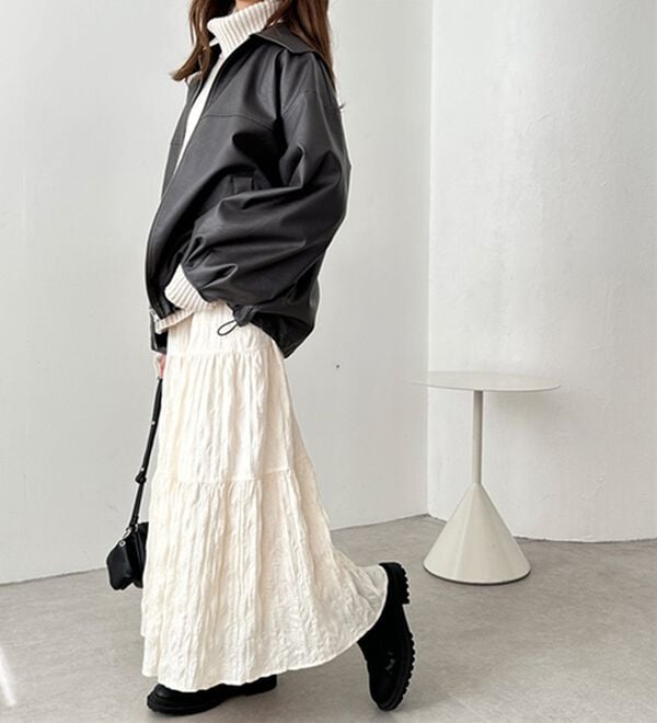 GeeRA（ジーラ）の「ワッシャーボリュームティアードスカート（ロングスカート）」｜詳細画像